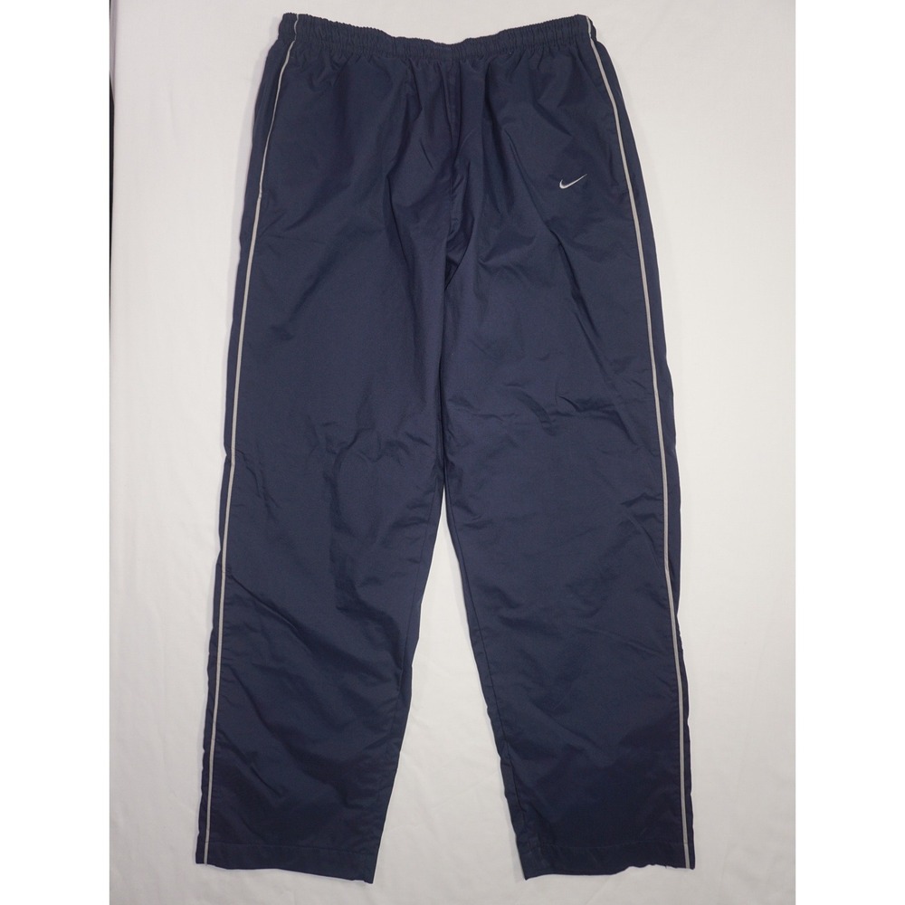 Nike XL Navy Blue Polyester Track Pants Silver Piping Detail